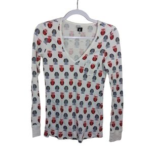 BDG LADIES LONG SLEEVE THERMAL OWL PRINT TOP- M